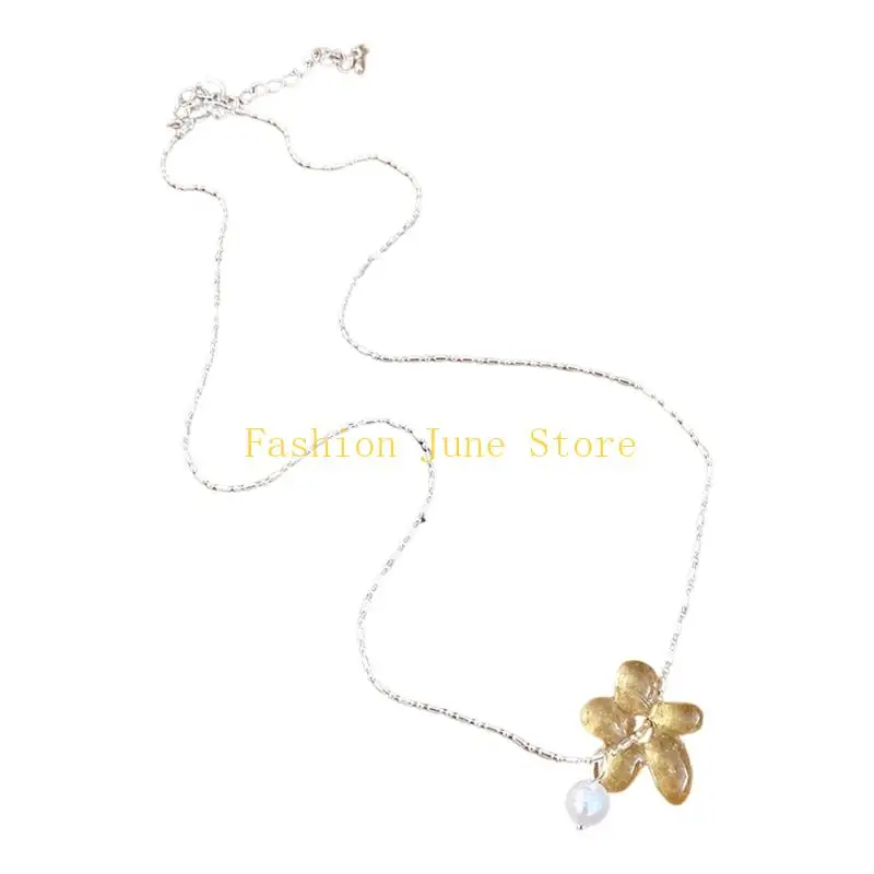 N5KA Gift Ready Floral Charm Pendant Necklace with Round Drop Pendant Accent