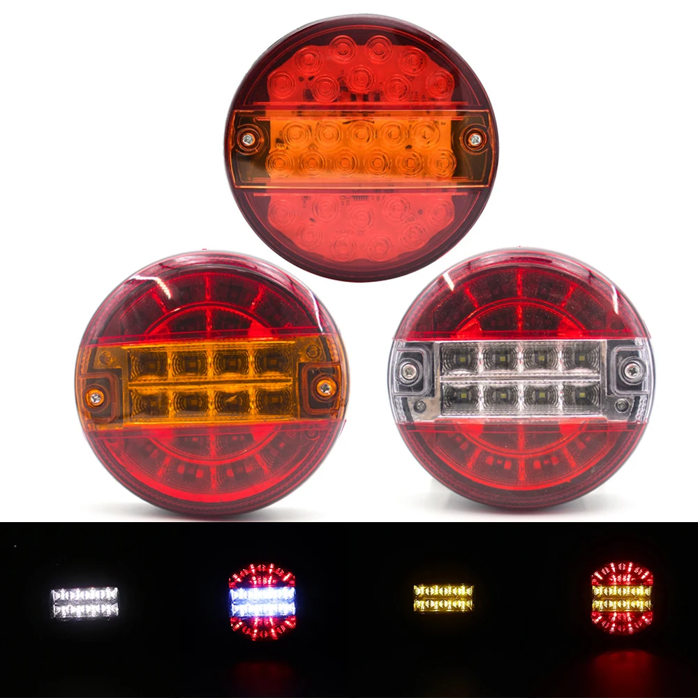 

1/2/4PCS 12V 24V 5.5 inch Round Car Trailer Tail Light Rear Stop Brake Indicator Turn Signal Hamburger Light Truck Lorry Van