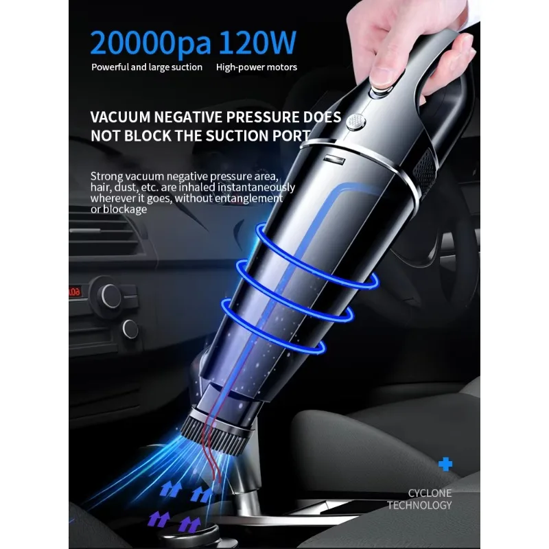 مكنسة كهربائية لاسلكية محمولة عالية الطاقة قابلة لإعادة الشحن بقدرة 6000 مللي أمبير في الساعة لغرفة النوم، مكنسة كهربائية صغيرة محمولة للسيارة