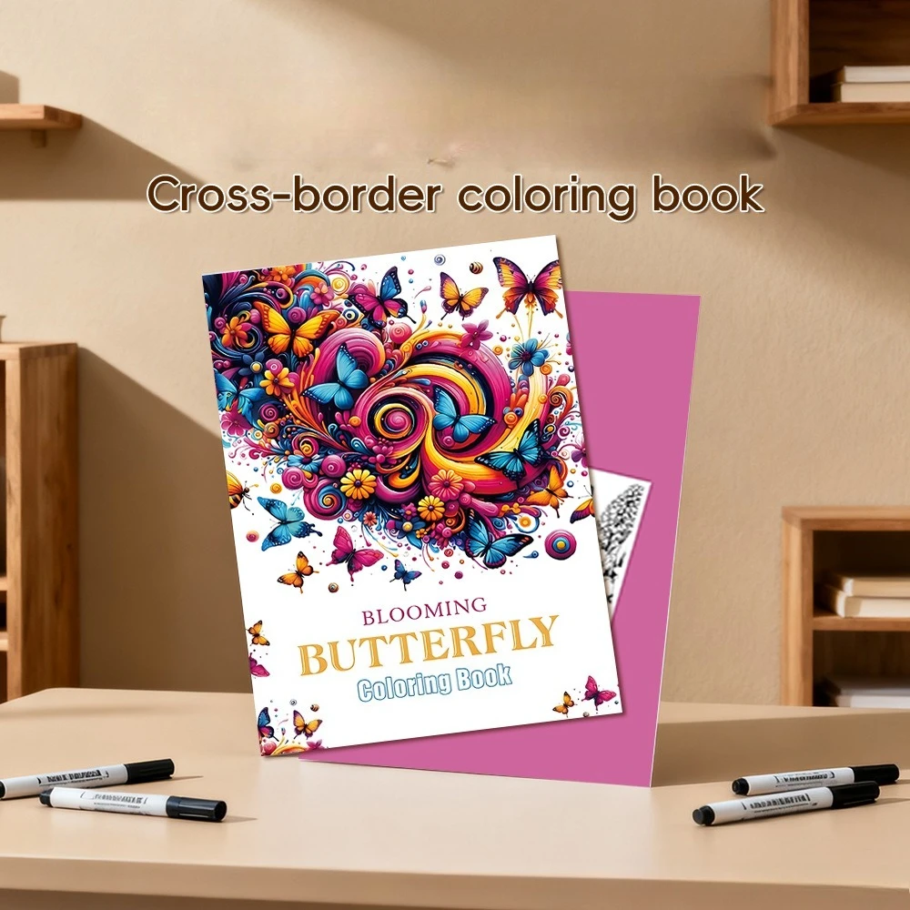 

2026 New Butterfly Bloom Coloring Book 24 Pages Serene Garden Illustrations Relaxing Creative Mindfulness Gift