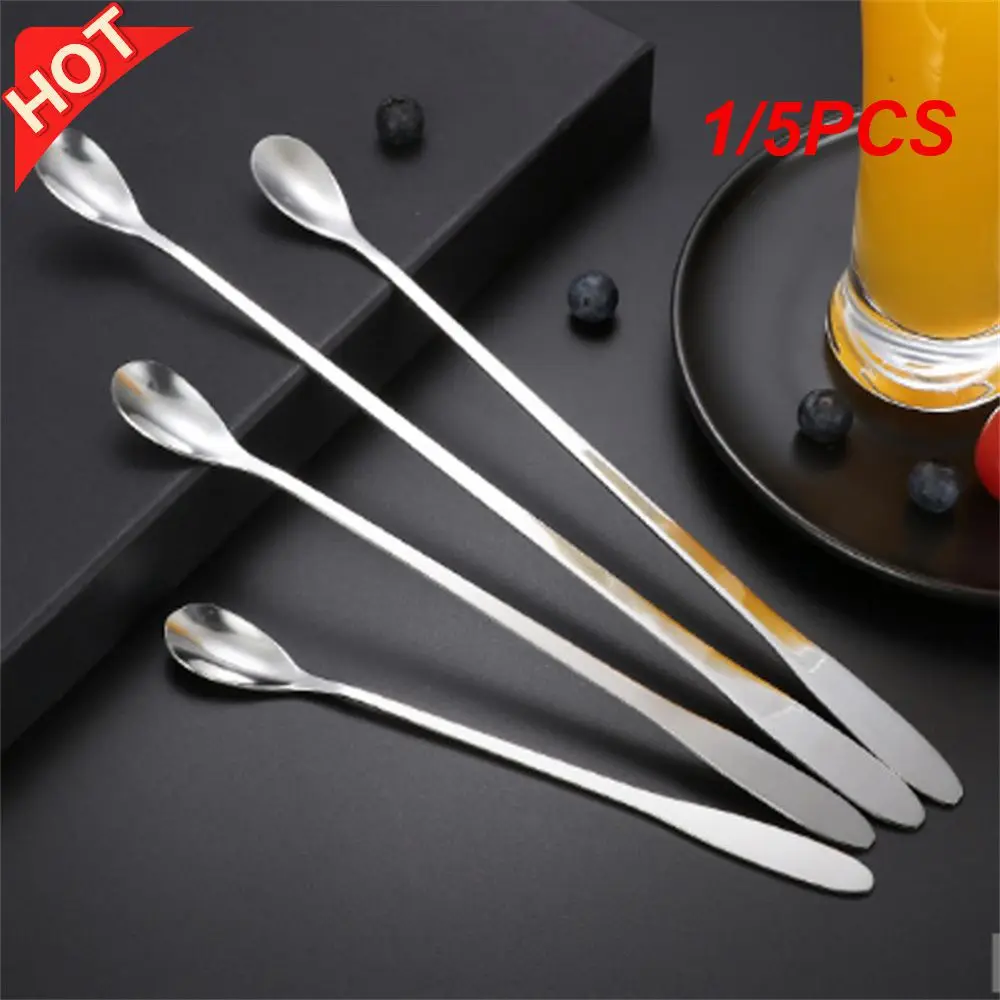 1/5PCS Mixing Spoon Mirror Reflection Thickened Material One Piece Beautifully Polished Preferred Material Coffee Tool