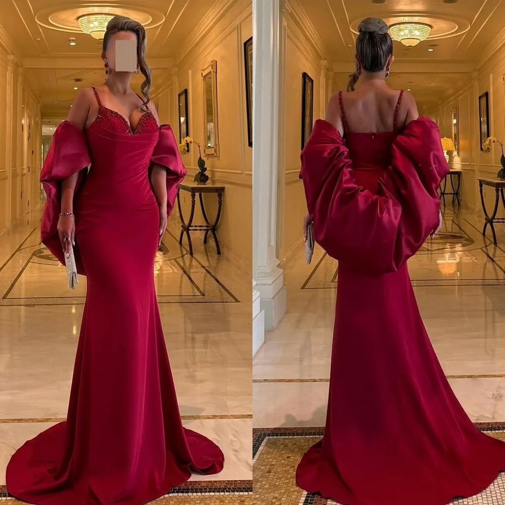 

Индивидуальные длинные платья из джерси со складками и рюшами, расшитые бисером и блестками, длинные платья русалки с открытыми плечами, платья на заказ, ретро