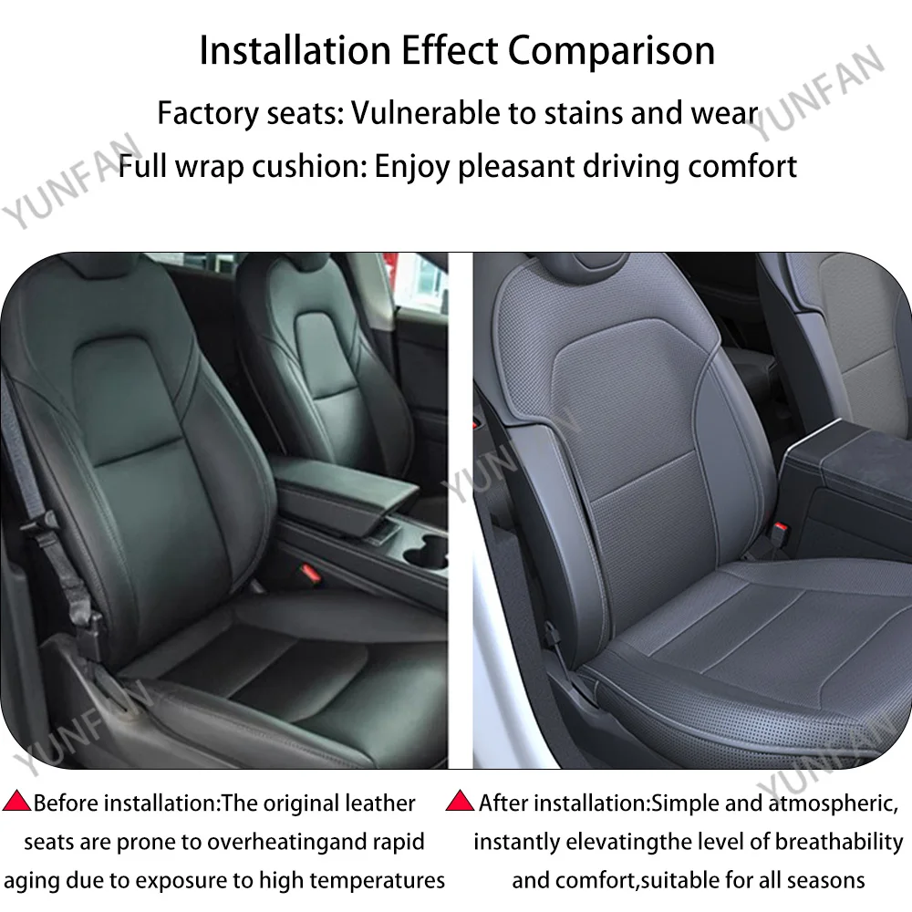 Wear Resistant Breathable PU Seat Cushion Set Split Single Seat & Back Protector Pad for Tesla Model Y YL Juniper 2025 Plus