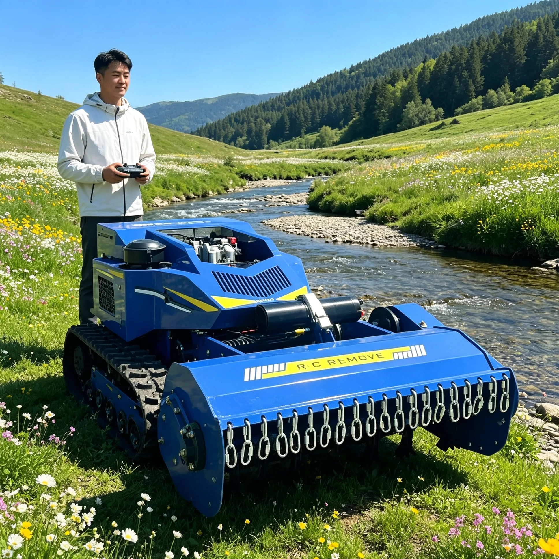 Customized built‑in display screen, intelligent robot lawn mower trims green grass for community garden and leisure courtyard