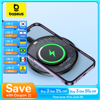 Baseus 15W Fast Wireless Charger For iPhone 16 15 14 13 Airpods Visible Qi Wireless Charging Pad For Samsung S22 S10 Xiaomi LG