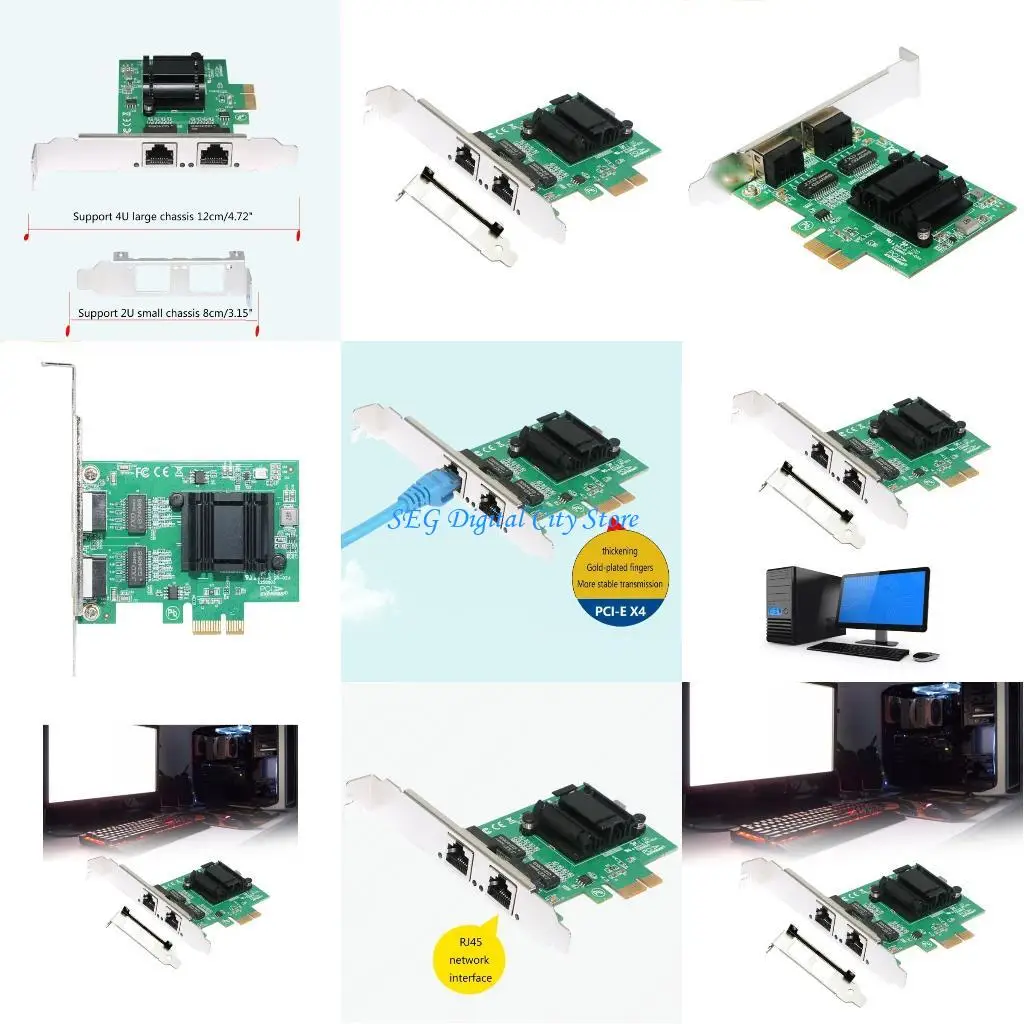 

U75B Pci-e Dual-port Gigabit Card Driverless Rj45 Desktop Industrial