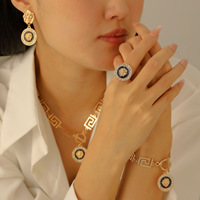 Vintage Royal Baroque Jewelry Set for Women Party Accessories Luxury Lion Head Crystal Crown Pendant Necklace Earrings Bracelet