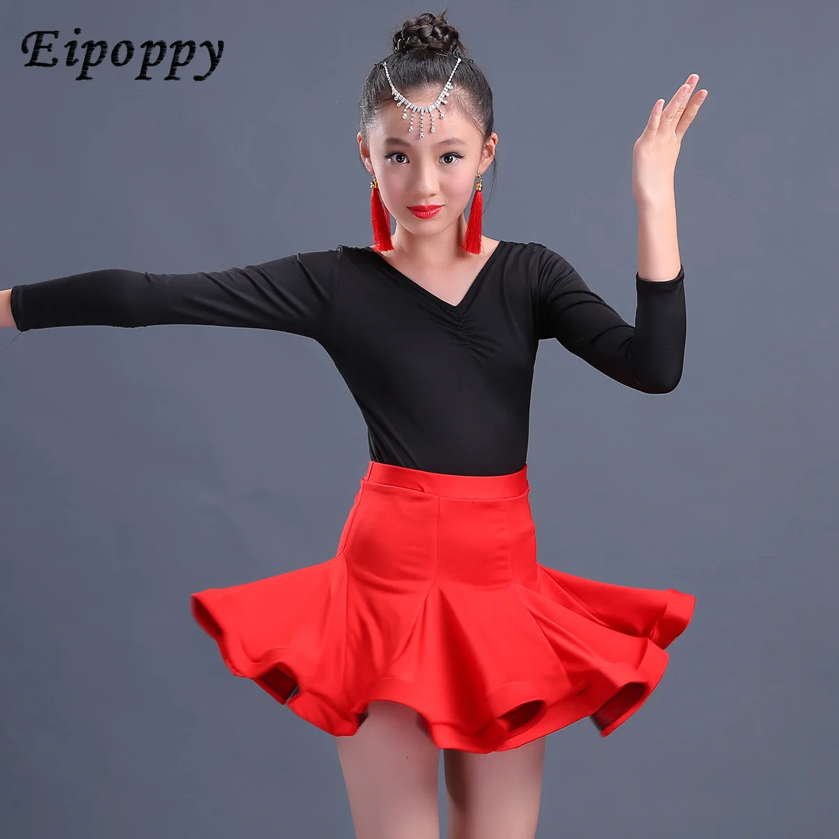 New children's Latin dance skirt girl practice clothes split suit dance suit grading contest performance costume cashmere