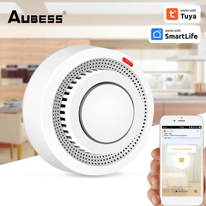 

To B Tuya WIFI/Zigbee Smoke Detector Alarm Sensor Smart Home Security Fire Protection System Control Via Smart Life App