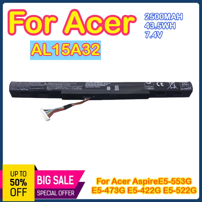 

AL15A32 Аккумулятор для ноутбука Acer Aspire E5-422G 472 E5-473 E5-473G E5-522 522G E5-532 E5-532T E5-573G E5-553G V3-574G