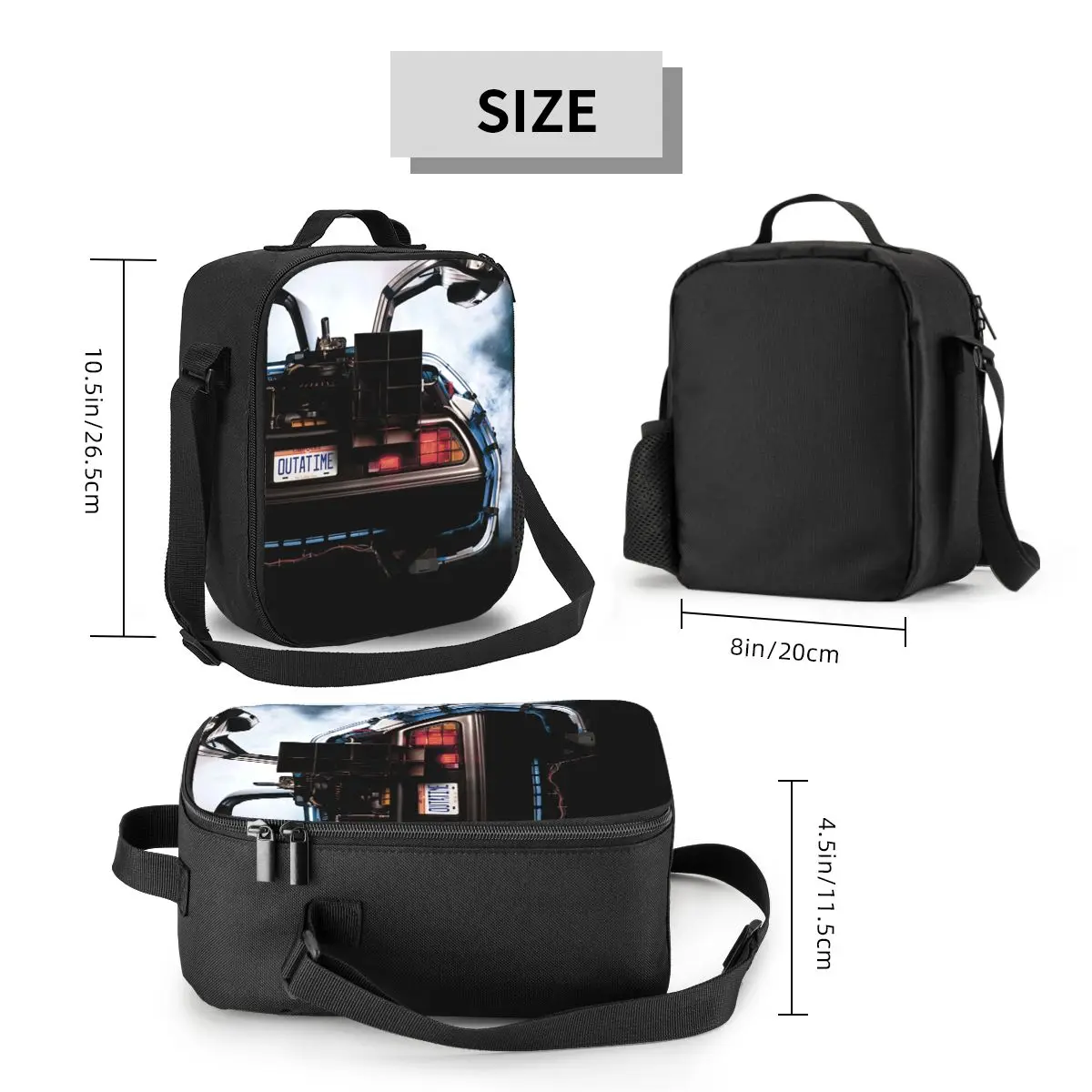 حقائب غداء معزولة مخصصة للعودة إلى المستقبل للنساء لفيلم كوميدي الخيال العلمي المحمول مبرد حراري للطعام صندوق بينتو للأطفال في المدرسة #3