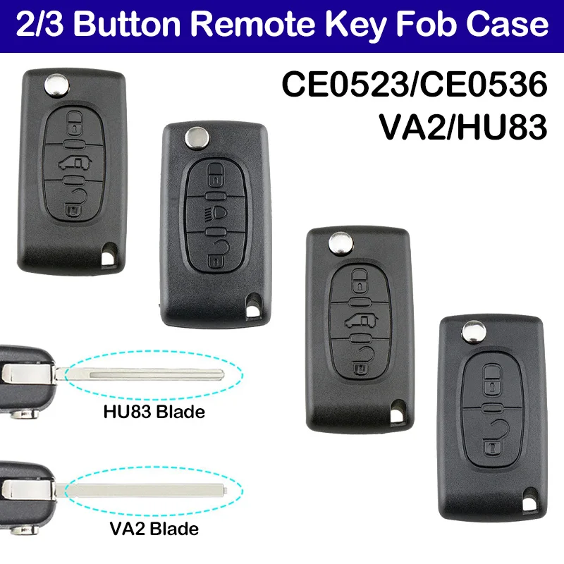 Car Accessories 2/3 Button Remote Key Fob Case For Citroen C2 C3 C4 C5 C6 DS3 Berlingo For Peugeot Partner Expert CE0536 CE0523