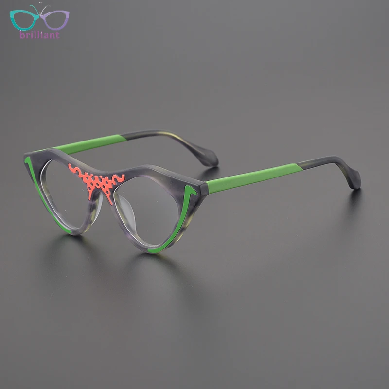 Cat's Eye Glasses Frame Matte Color Blocked Male  Female Luxury Brand Retro Optical Eyewear Myopia Reading Blue Light Eyeglasses