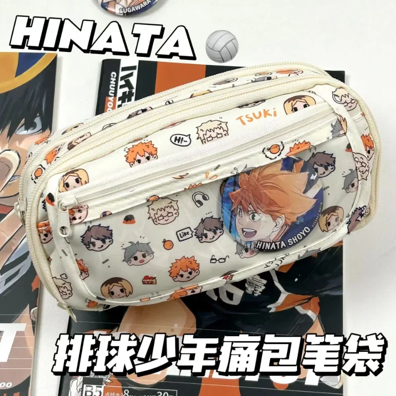 Anime Haikyuu!! Estuche para lápices Kawaii, estuche para lápices de dibujos animados, bolsa para artículos de papelería, estuche para lápices para niños, útiles escolares para estudiantes, regalo