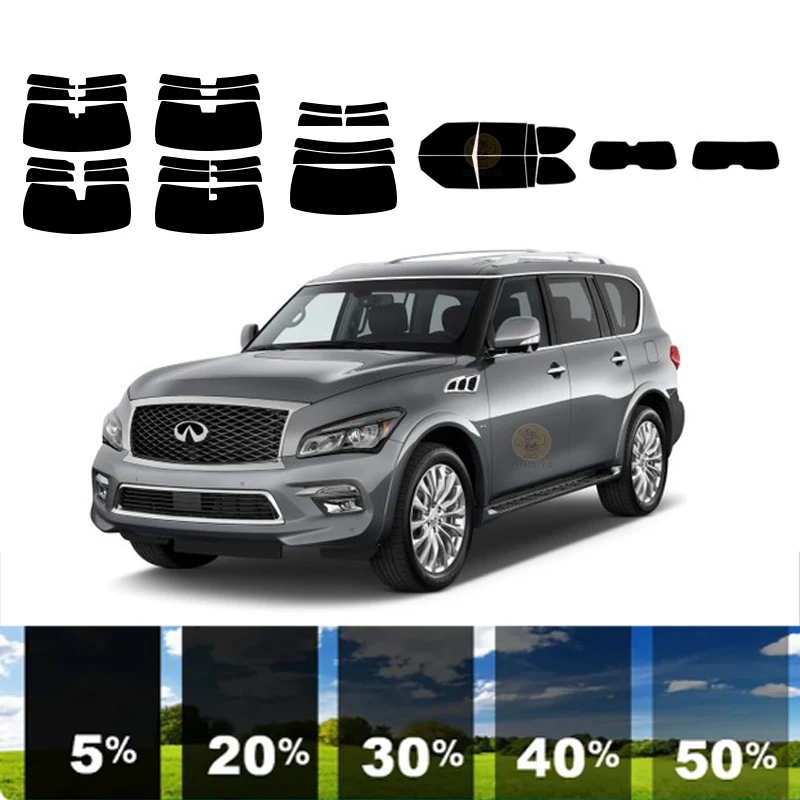 precut Removable Window Tint Film For Car 100% UVR 5%-35%VLT Heat Insulation Carbon ﻿For INFINITI QX80 4 DR SUV 2014-2023