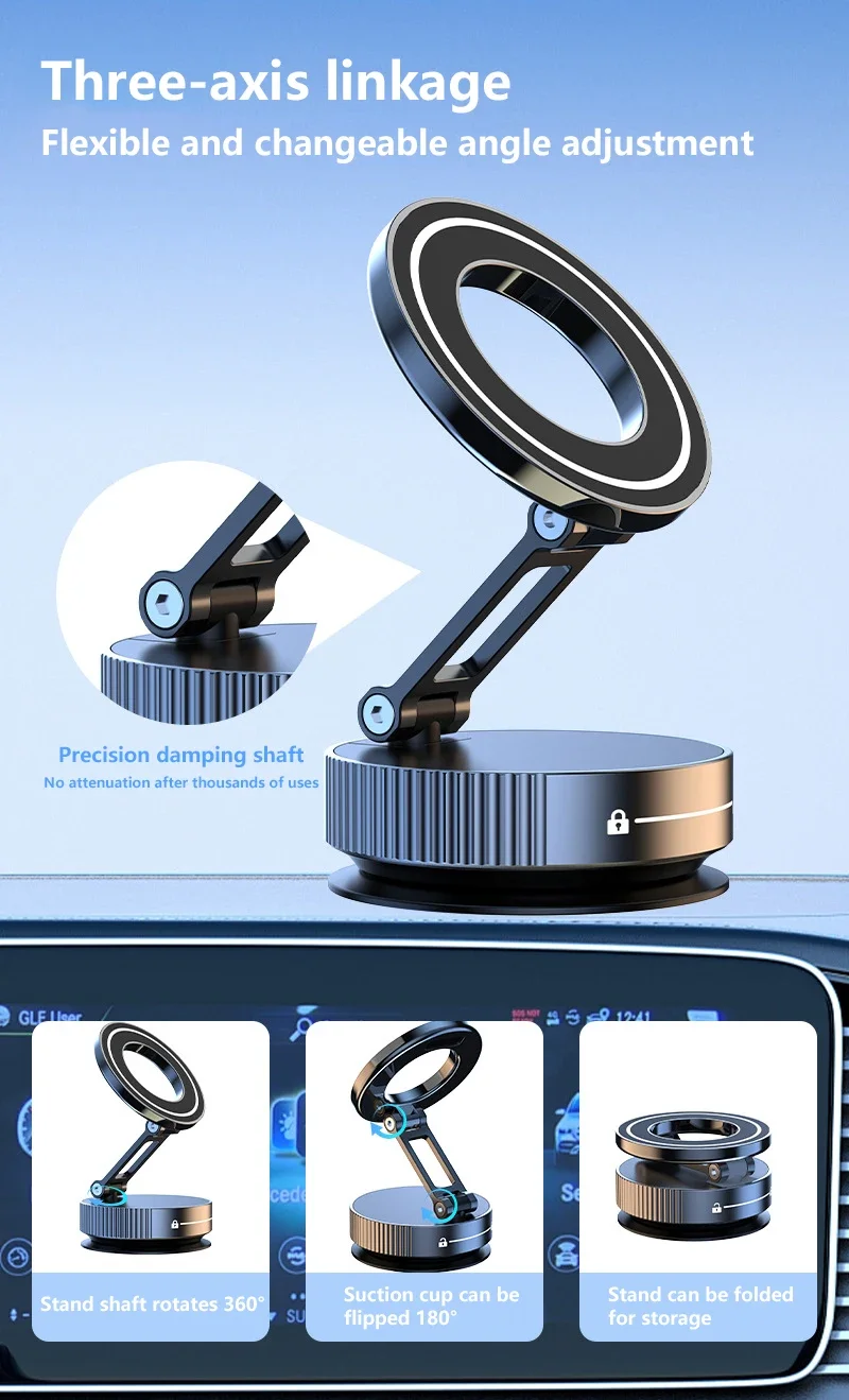 Xiaomi Vacuum Magnet Phone Bracket Multi-angles Adjustment Strong Magnetic Suck Design Foldable Car Holder For Navigation Stand - náhled 6