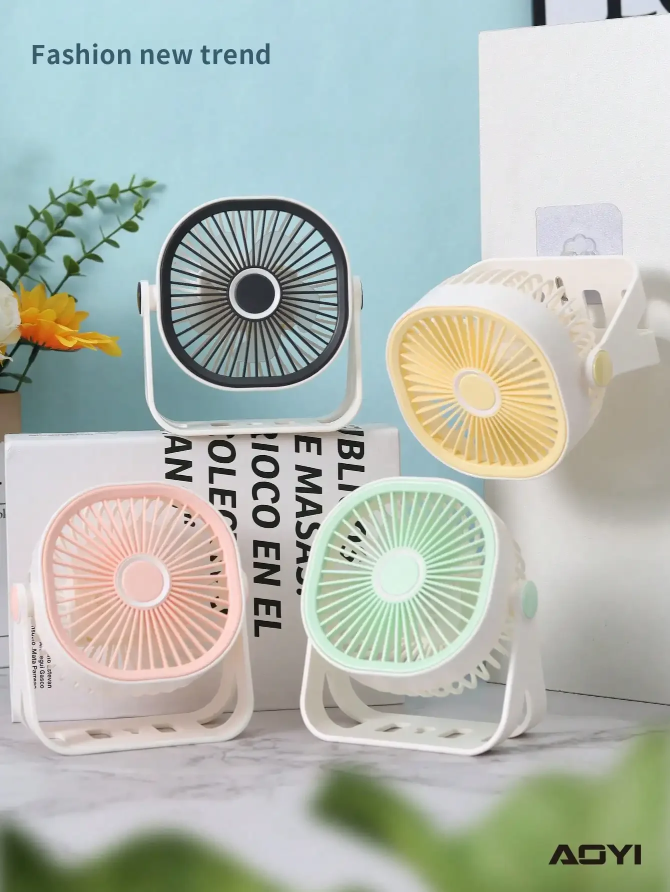 

500mAh Rechargeable Wall-Mounted/Desktop 3-Speed Adjustable Minimalist Desk Fan With Charging Cable