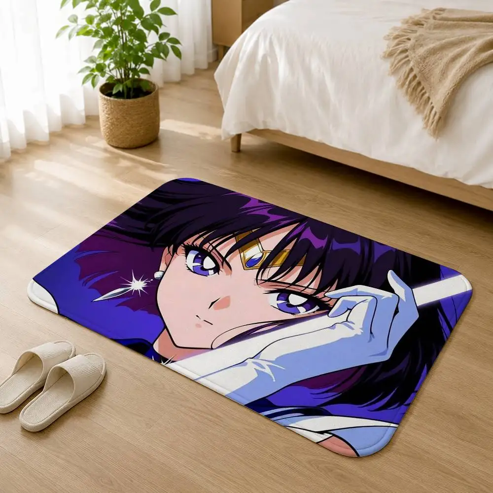 Anime S-Sailor Saturn Tomoe Hotaru Anti‑Slip Floor Mat Short Plush Rug mat Soft Comfortable Machine Washable Home Decor