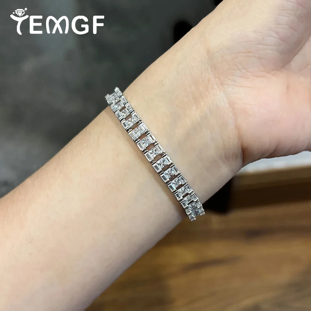 

Браслет TEMGF с полным цирконом, стерлинговое серебро S925, ювелирные изделия для женщин и мужчин, роскошный сверкающий модный предмет, подарок-сюрприз для свиданий