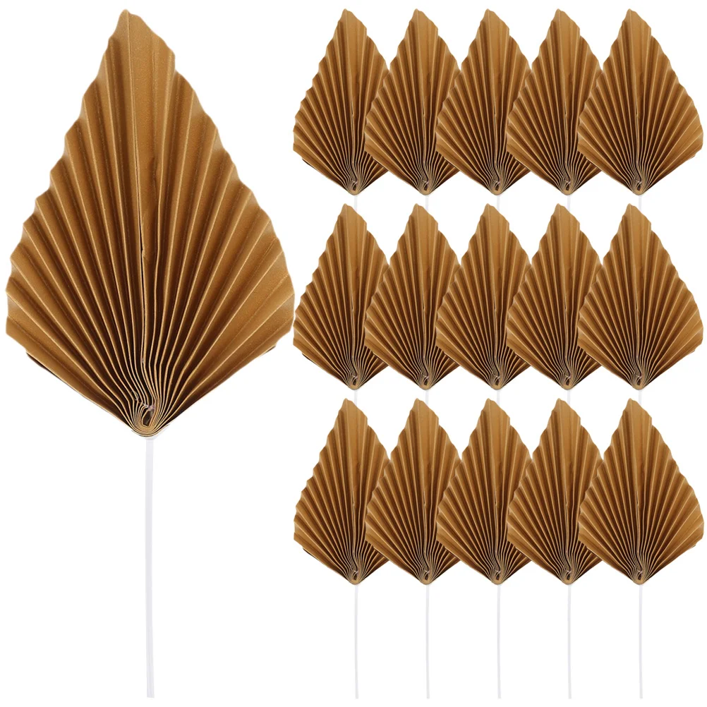 16 Pcs Gold Decor Palm Leaf Insert Women Birthday Cake Cupcake Decoration Dessert Toppers Miss