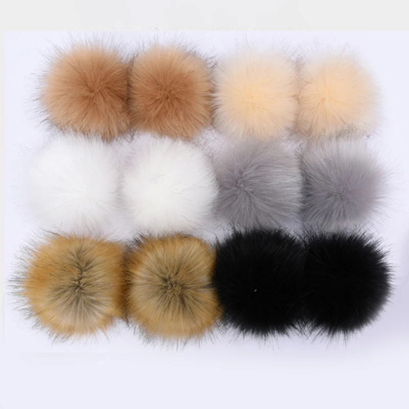 1PC 10cm Plush Hairball With Rubber Band Fluffy Faux Fur Ball DIY Knitted Cap Fur Pom Pom Handmade Clothing Sewing Accessories