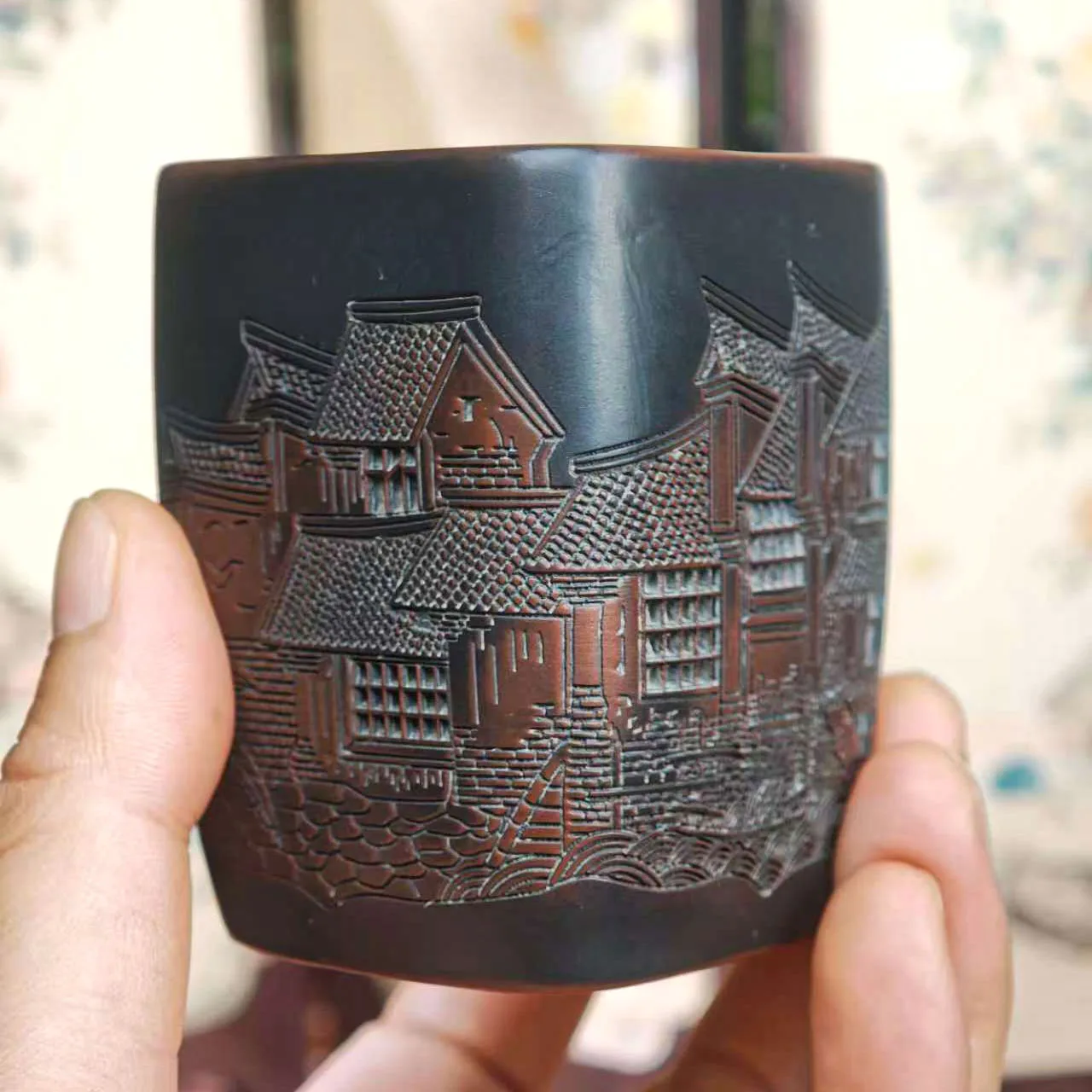 Guangxi Nixing ceramics large-capacity tea drinking master cup hand-carved creative tea cup