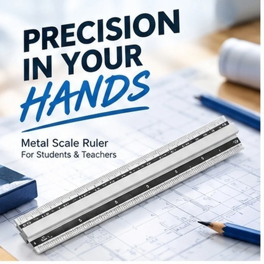 Metal Scale Ruler – Accurate Portable Straight Measuring Tool for Drawing, Drafting, Office & School Use