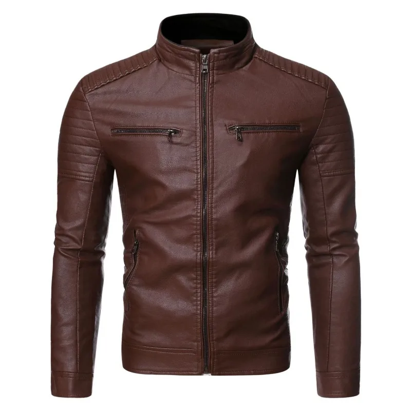 

Men's Genuine Leather Jacket Autumn Winter Warm Biker Coat Waterproof Windproof Double Zipper Motorcycle Leather Jacket for Men