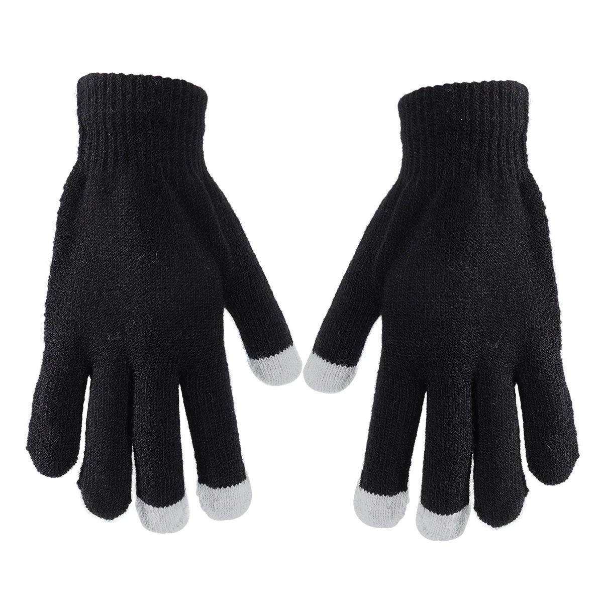 

Перчатки с сенсорным экраном для женщин и мужчин, зимние вязаные акриловые теплые перчатки для смартфонов, уличный походный подарок, черный цвет