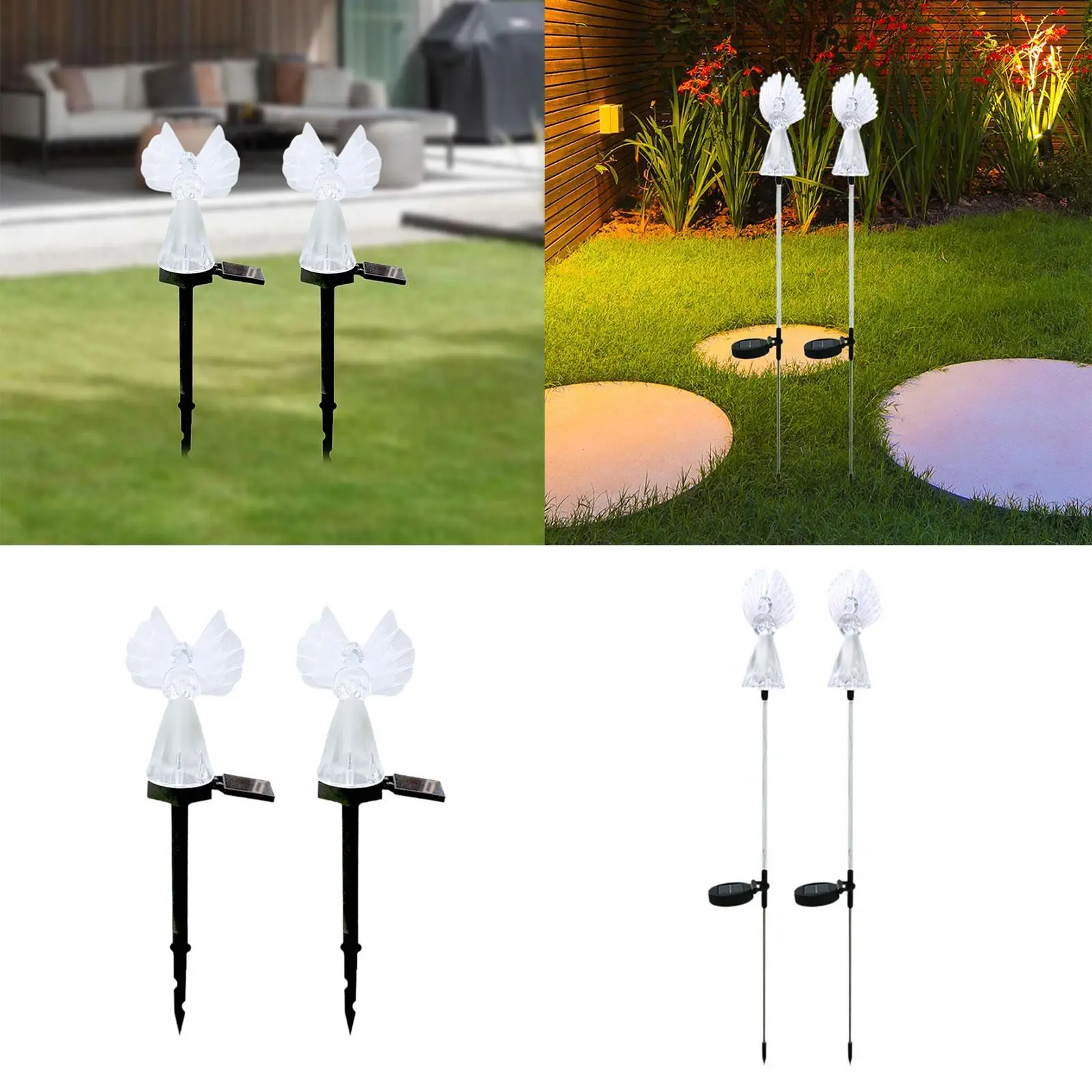 

2x Solar Lights Decorative Garden Stake Lights for Pathway Garden Cemetery