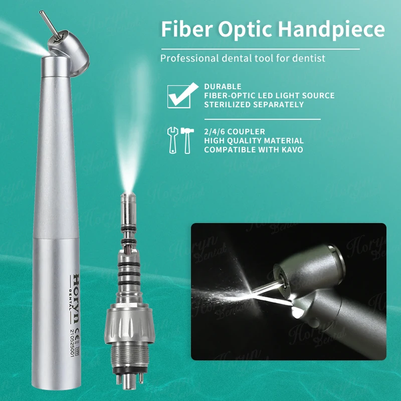 Dental 2 4 or 6 holes coupler Fiber Optic Air Turbine High Speed 45 degree frosted fiber optic Handpiece Ceramic Bearing