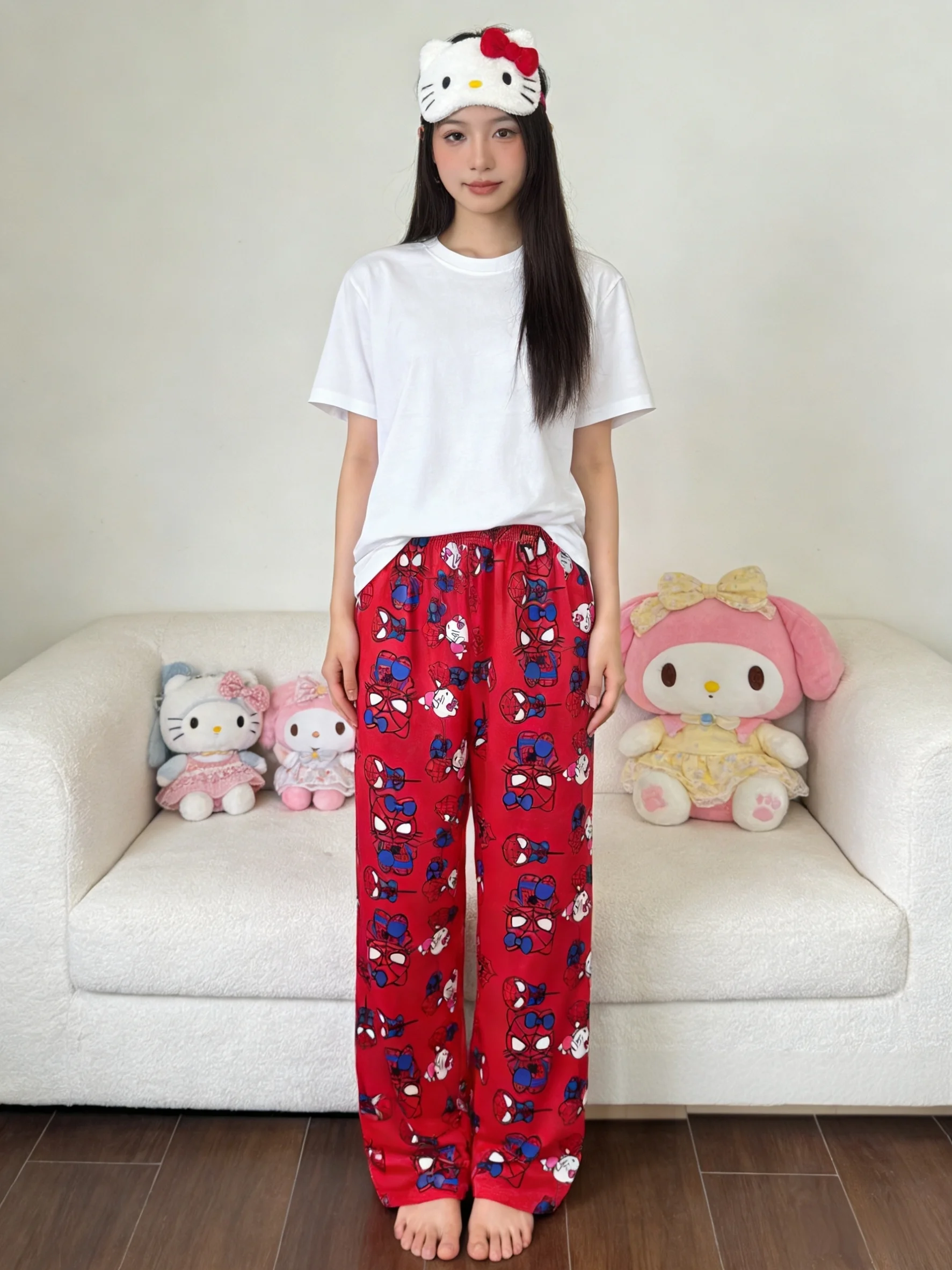 Hello Kitty Spring and Summer New Sleep Pants, Red Walking Pants, Festival Gifts, Best Friend Outfits, Party Outfits