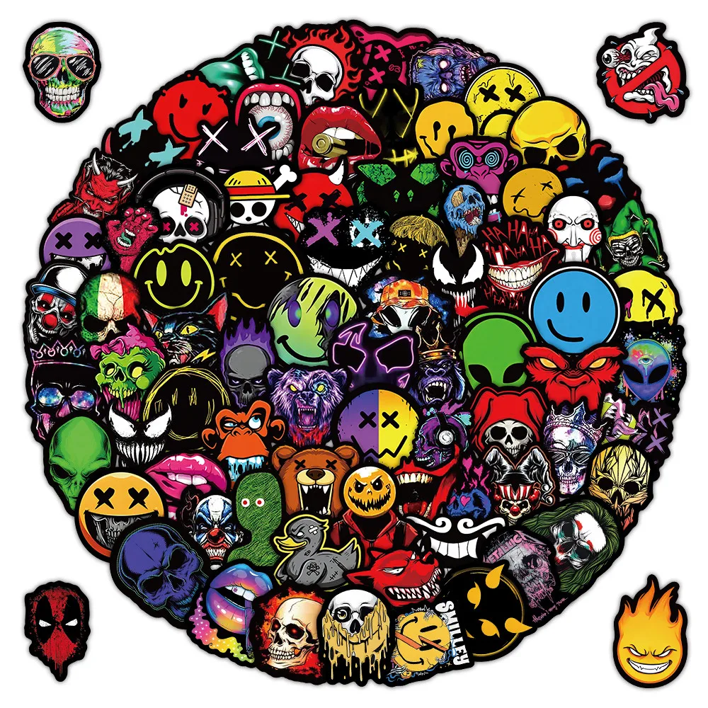 104 Sheets Spooky Funny Face Sticker Pack Cartoon Grimace Pattern Stickers for Craft Decor RecordingYourLife Store