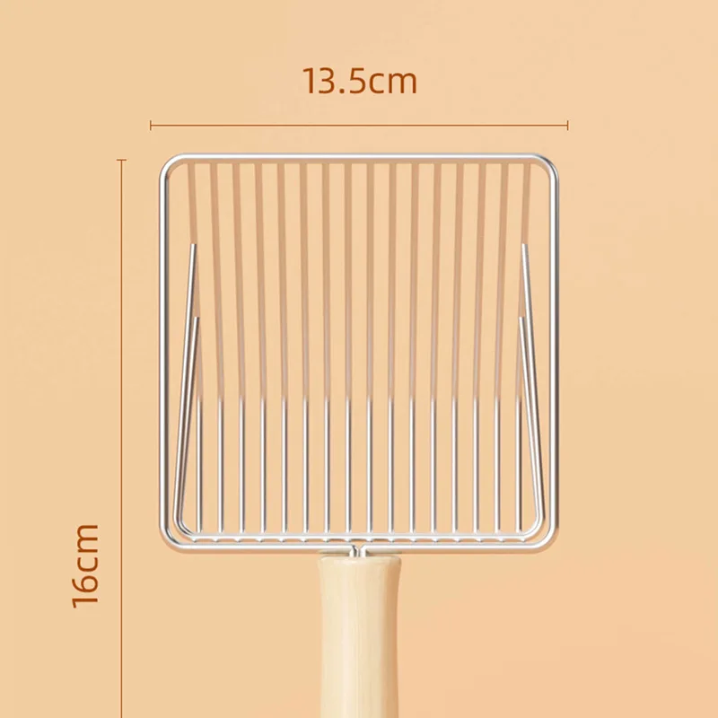 Wooden Handle Stainless Steel Cat Litter Shovel for Defecation Tool Bentonite Tofu Mixed Sand Portable Defecation Tool