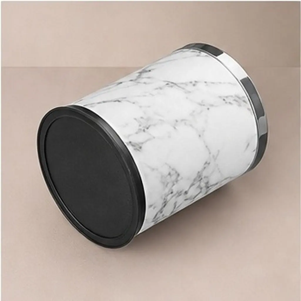 Double Layer Marble Pattern Trash Can Detachable Bathroom Kitchen Living Room Waste Bin Fireproof Rustproof Garbage Container