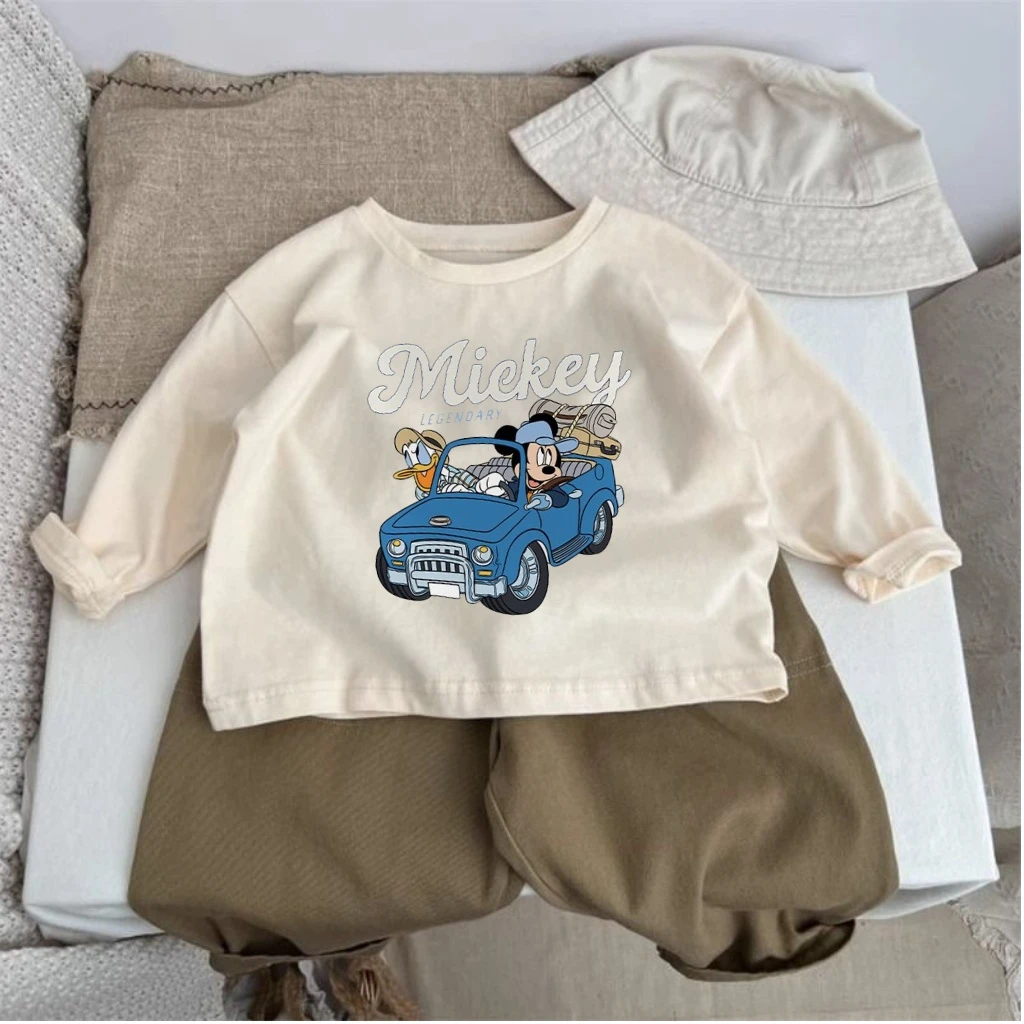 6 ألوان طفل تيز الكرتون ميكي ماوس كم طويل تيز البلوز متنوعة يطبع الألوان الاطفال عادية تي شيرت للبنين بنات