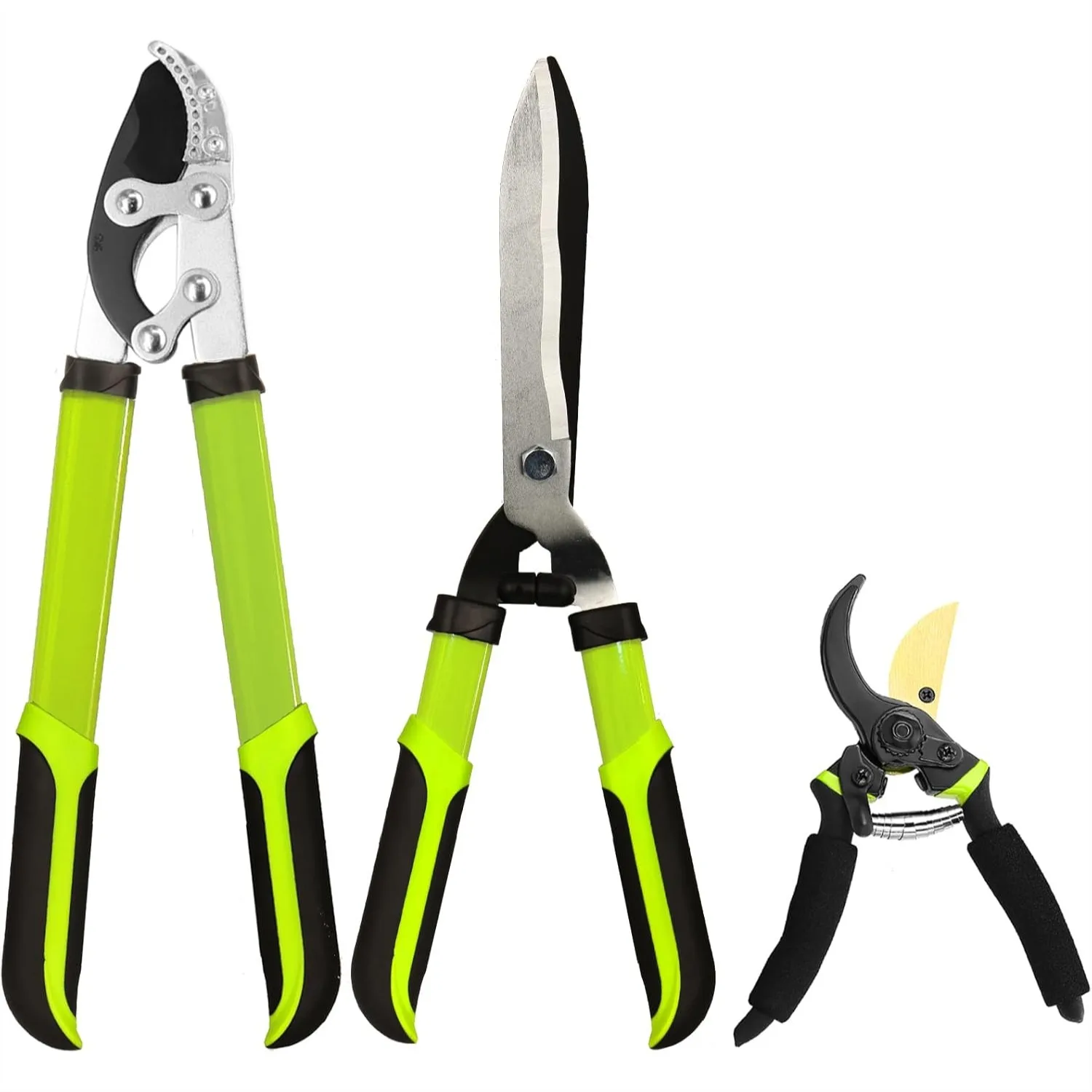 

Loppers Hedge Clippers Garden Shears, 3PCS Yard Tools Set for Tree Shrub Care, Compound Action Branch Cutter with Sharp SK5