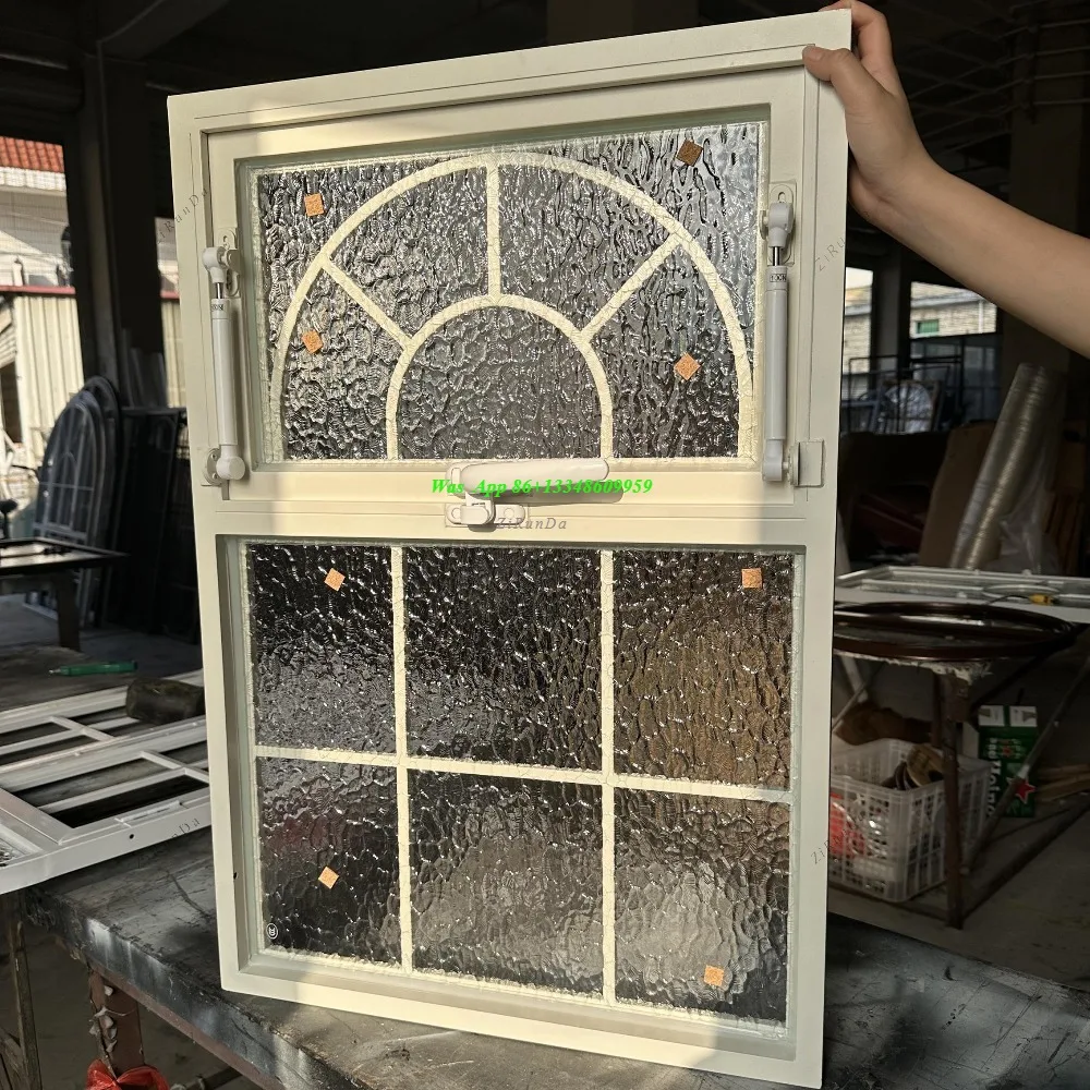 French Retro Indoor Aluminum Alloy Upper Flip Window Custom Breathable Lighting Glass Window Arched Partition Window