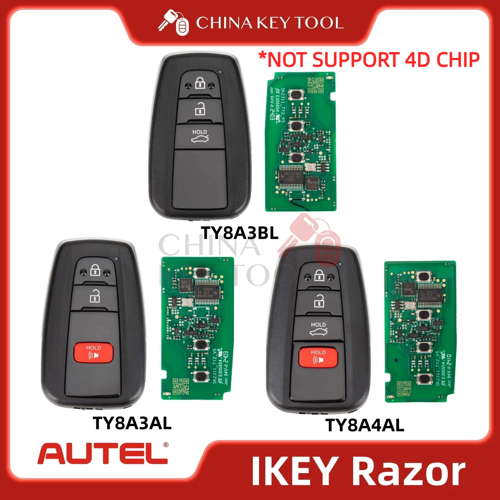 Original Autel MAXIIM Premium Style IKEYTY8A3AL IKEYTY8A3BL IKEYTY8A4A Smart Universal Key For Toyota