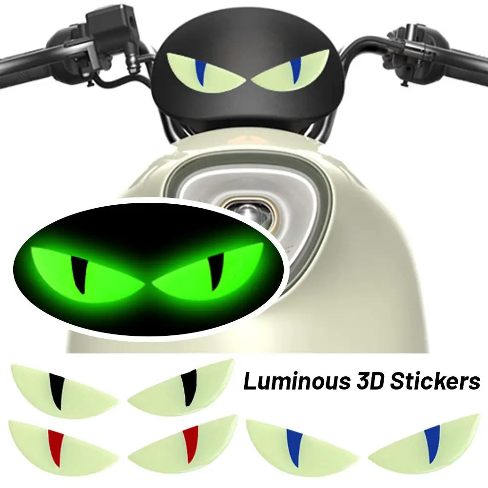 Night Light Devil Eye Stickers Motorcycle Electric Scooter Modified Decorative Front Stickers Windshield Stickers