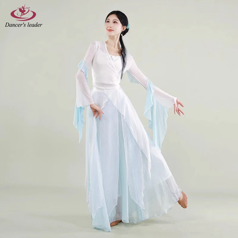 

Classical Dance Costume New Style Fairy Style Elegant Chinese Dance Practice Suit Antique Gauze Costume Performance Costume Suit