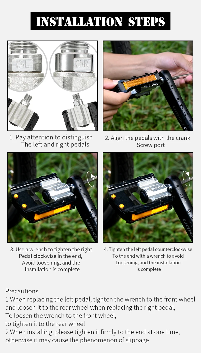 KOOTU Bicycle pedals Aluminum alloy material is strong and durable Folding pedals Universal bicycle pedals sealed bearings