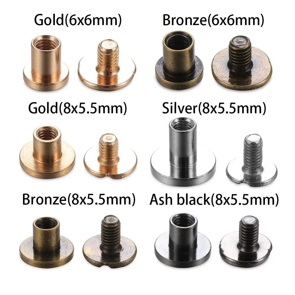 

10sets Copper Leather Craft Belt Wallet Solid Brass Nail Rivets Screws Cloth Button decoration nail