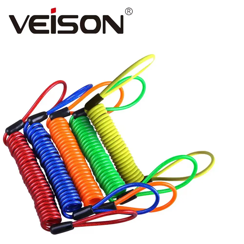 Veison 150CM Motorcycle Brake Disc Lock Scooter Reminder Cable Bicycle Spring Rope Anti-Theft Steel Cable Protection Alarm Locks