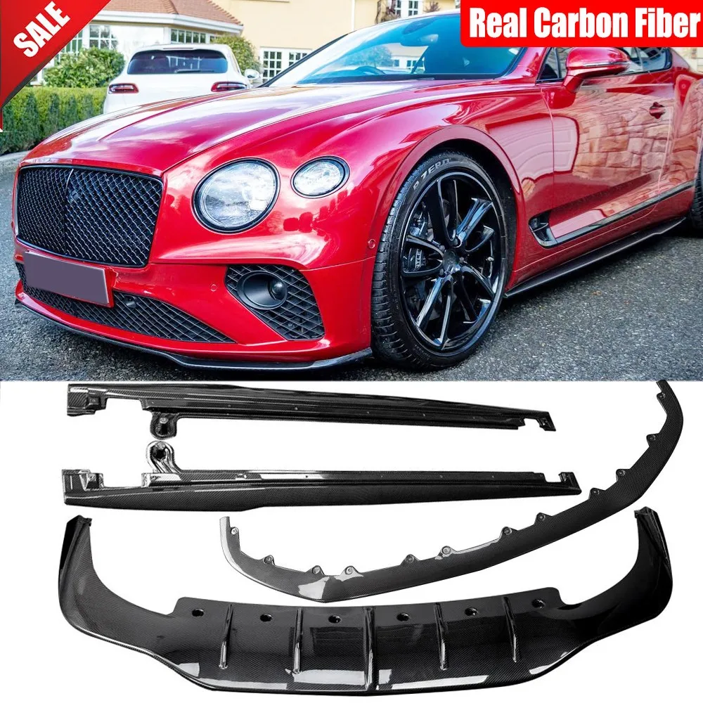 

For Bentley Continental GT 18-24 Real Carbon Front Lip Side Skirts Rear Diffuser Spoiler Body Kits Car Accessories