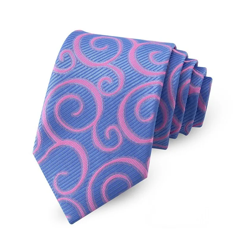 New Classic Men's Silk Tie Paisley Floral Pink Blue JACQUARD WOVEN Handmade Silk Men's Tie Necktie