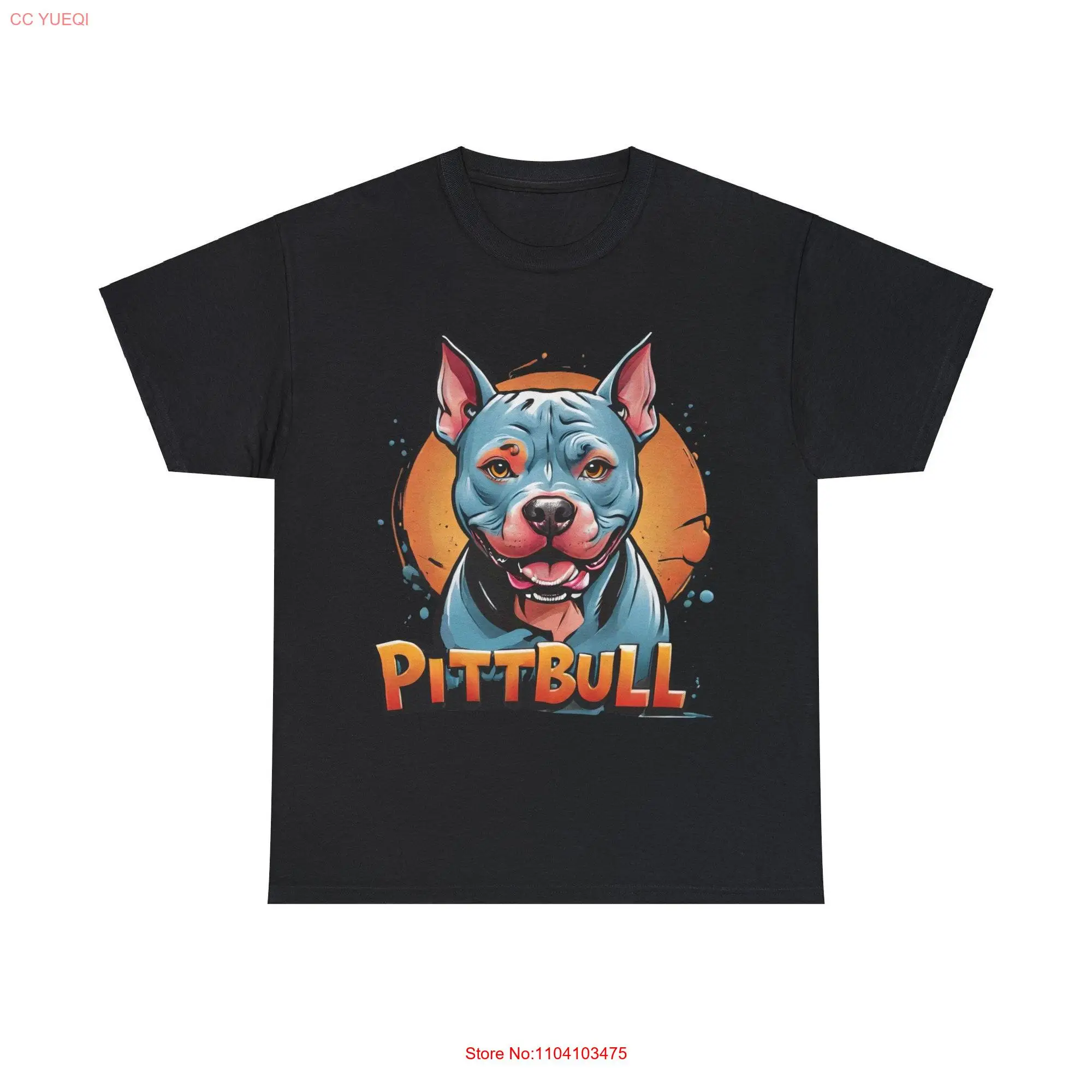 Colorful Pittbull with Text on T Shirt long or short sleeves