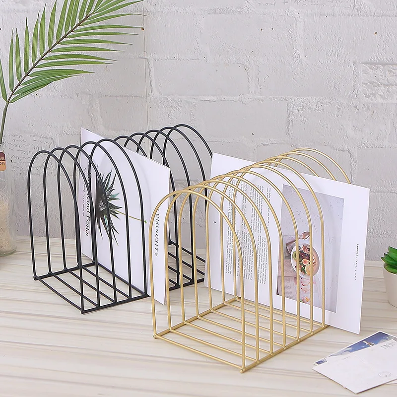 Metal Triangle Book Stand Desktop Organizer Rack Office Stationery Gift