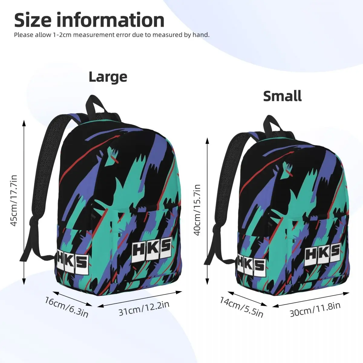 HKS Retro Pattern Backpack for Men Women Teenage Student Hiking Travel Daypack JDM Drift Turbo Car Laptop Computer Canvas Bags