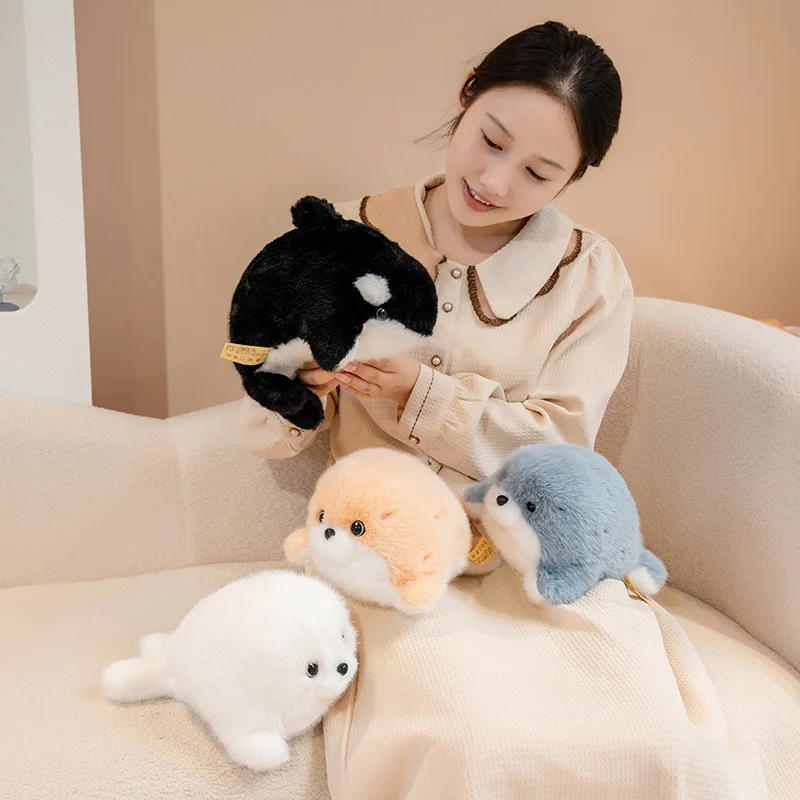 26 سنتيمتر محاكاة الكائنات البحرية الدهنية ختم ألعاب من نسيج مخملي Kawaii محشوة الحيوان الأسود النمر الحوت لينة الطفل الاطفال النوم الدمى الهدايا